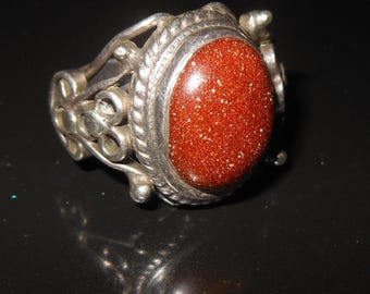 Elaborato anello argento sterling 925 e pietra del sole - fatto a mano