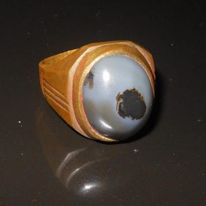 Occhio del diavolo Apotropaico - Anello Uomo Pirata Boho - Agata naturale Deserto del Gobi Mongolia