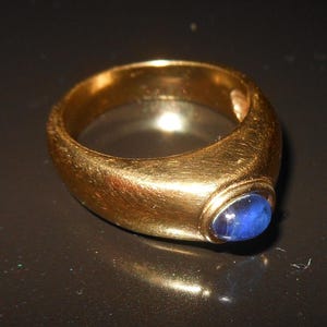 Splendido anello stile Bulgari vetro colore zaffiro Unisex Uomo Donna