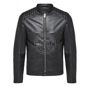 Handmade Sheepskin Leather Biker Jacket: Slim Fit Quilted Moto