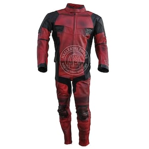 Deadpool Motorcycle Suit: Custom Leather Biker Costume