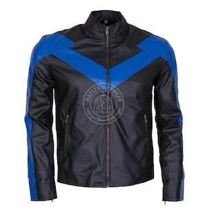 Nightwing Real Leather Jacket | Blue & Black Superhero Cosplay | Handmade DC Comic Biker Jacket | 100% Genuine Leather Jacket