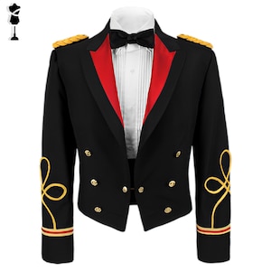 Black Cotton Military Mess Jacket: Royal Artillery Style