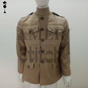 WW1 Army Jacket, US Army Jacket, 1912 US Militärjacke, British Army Jacket Herren Khaki Reproduktion Baumwolljacke