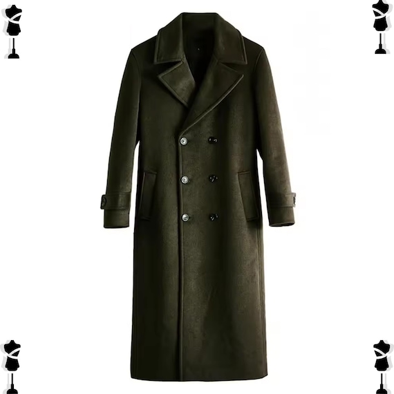 Wool Military Frock Coat: 18th Century Olive Green Overcoat