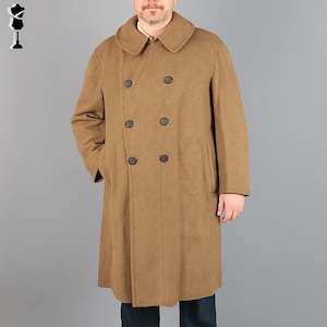 WWII US Army Wool Overcoat: Light Brown Trench Coat