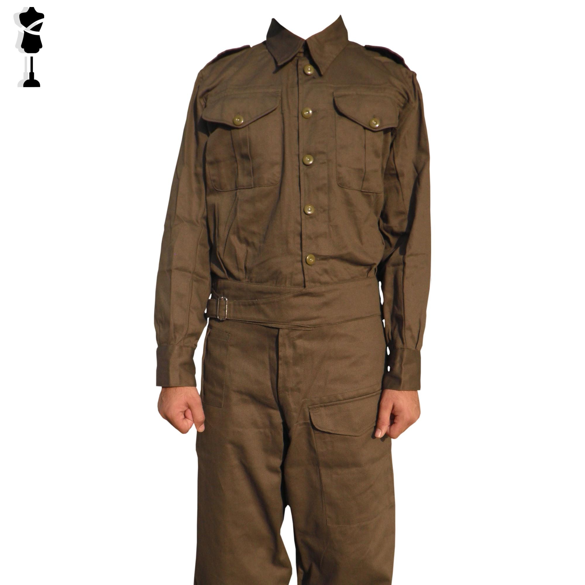 第二次世界大戦時のイギリス陸軍デニム戦闘服ジャケット - ブラウン 