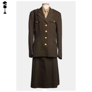 World War 2 Uniform, Army Nurses Corps Uniform, Women US Army Medical Uniforms, US WWII Uniform, Women Brown Wool British Army Uniform