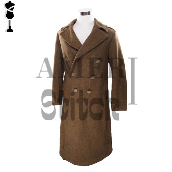 WWII U.S. Army Wool Overcoat, M1939/M1942 Military Trench Coat