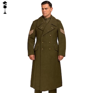 British Army Greatcoat, British Army War Greatcoat, Household Foot Guard Jacket, Olive Green Wool Frock Coat, US Army Uniform