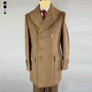 1940 3rd Kommandant Mantel, 1940 Offizier Dokin Mantel, US Army Overcoat, 1940 Militärmantel Männer Beige Wolle Militärmantel