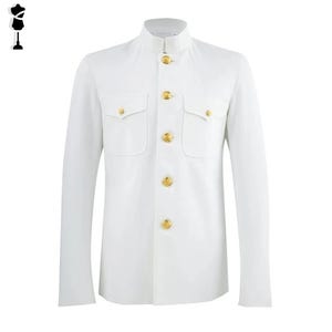 White Cotton US Navy Officer Uniform: 1940s Military Jacket