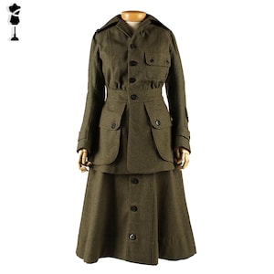 US Army Uniform, 1917 Reproduction Women Uniform, WW1 Women Uniform, US Army Reproduction Uniform Olive Green Wool Uniform