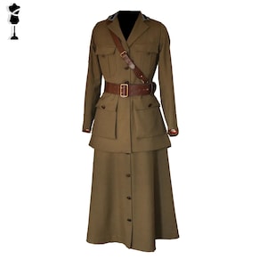 Women Reproduction Uniform, Women&#39;s WW1 Uniform, 1914-1918 War Uniform, US Army Reproduction Jacket Women Olive Green Wool US Army Uniform