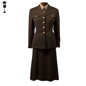 Women Army Uniform Suit, US Army Uniform, British Army Uniform, Women Reproduction Uniform Women Brown Wool Army Uniform