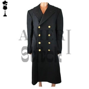 US Navy Army Overcoat, US Military Overcoat, WW2 Uniform, US Navy Overcoat, Reproduction Jacket Black Wool Overcoat