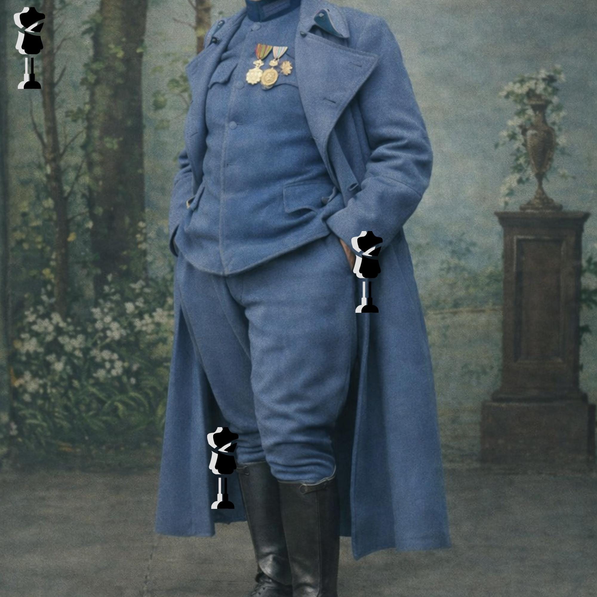 French Army Horizon Blue Uniform, WWI Era Costume, World War 1