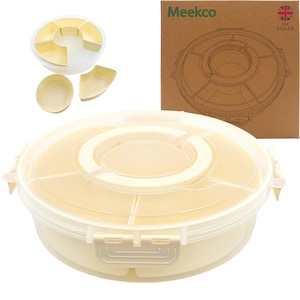 Snack Spinner Box with 6 Compartments, Round Serving Tray with Lid & Handle  Divided Serving Platter, BPA-Free Food Grade Portable Container