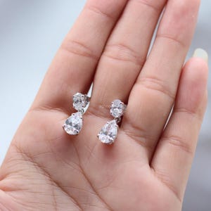 14k White Gold Diamond Earrings For Women, Lab Grown Diamond Drop & Dangle Earrings For Birthday Gift, Valentine Earrings Jewelry For Wife