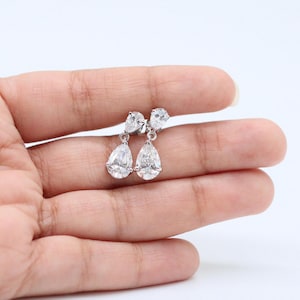 14k White Gold Diamond Earrings For Women, Lab Grown Diamond Drop & Dangle Earrings For Birthday Gift, Valentine Earrings Jewelry For Wife