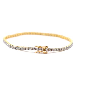 Diamond Diamond Tennis Bracelet For Her, 14k Yellow Gold Bracelet Jewelry, Lab Grown Brilliant Cut Diamond Dainty Bracelet For Wedding Gift