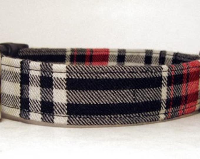 Plaid Dog Collar Red, Black, White Thornberry Plaid FREE SHIPPING to U