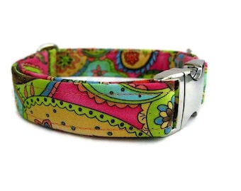 Custom Dog Collar - Summer Breeze - Nickel Buckle