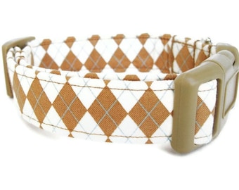 Argyle Dog Collar - Butterscotch Argyle