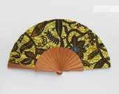 Left handed hand fan - African Ankara print lefties gift - ethnic bellydance accessory costume