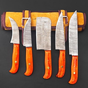 Damaszener Messer-Set Handgeschmiedetes Damast-Kochmesser | JUBILÄUMS Geschenk | Weihnachten Geschenk | DANKE Geschenke