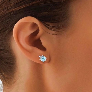 Silver Sea Turtle Stud Earrings Elegant Ocean Inspired Design  • 925 Sterling Silver • Platinum Plated • Minimalist Animal Jewelry