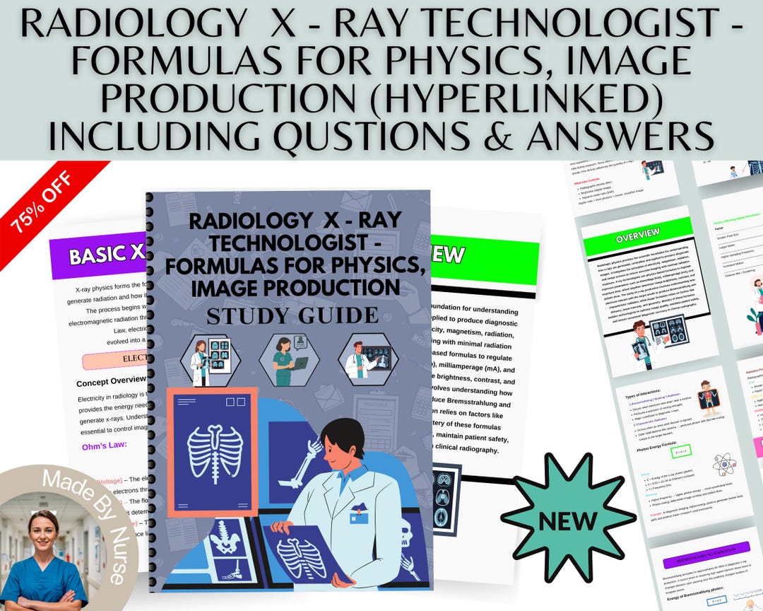 Radiolegy Tech Math Radiology Physics Formulas – X-ray Tech Study Guide (PDF Download) - Etsy