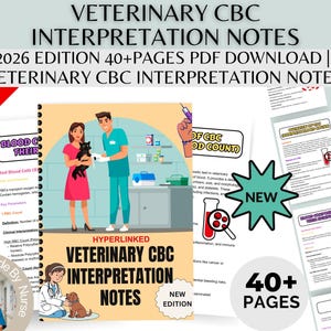 Peut inclure: Téléchargement numérique intitulé "Notes d'interprétation de la NFS vétérinaire" avec des illustrations de soins vétérinaires. La couverture présente une femme tenant un chat noir et un vétérinaire. Le texte comprend "Édition 2026" et "40+ pages".