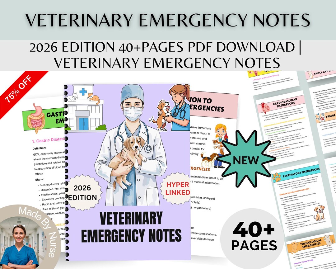 Veterinary Tech Notes Veterinary Emergency Notes: Vet Tech Guide (digital Download) 2026 ...