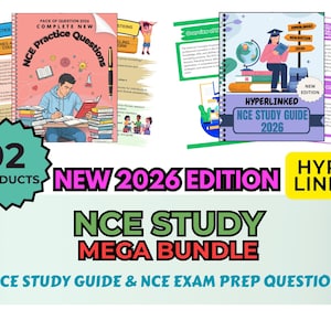 以下が含まれることがあります： 2つの製品を含むデジタルNCE学習メガバンドル。学生のイラストが描かれた2026年版NCE練習問題集と、学生と地球儀のイラストが描かれた2026年版NCE学習ガイドが含まれています。試験対策用のハイパーリンク付きコンテンツが収録されています。