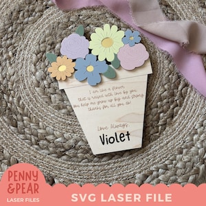 Mother's Day Spring Flower Pot SVG File for Laser Cutting