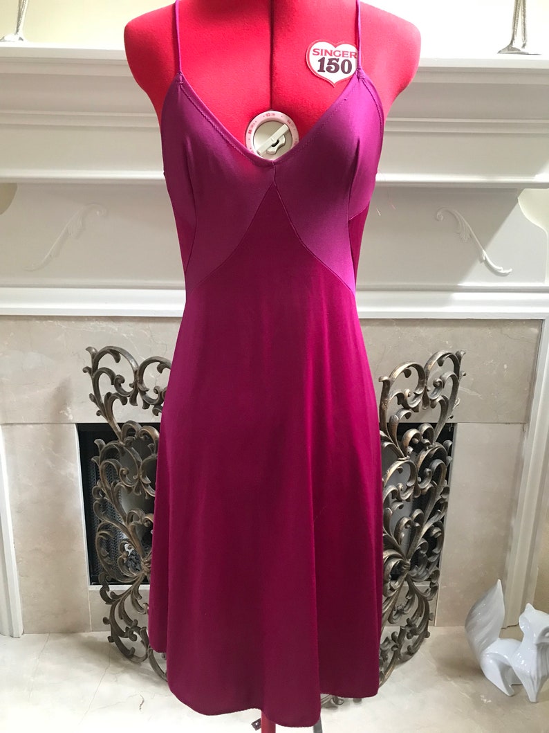 magenta slip dress
