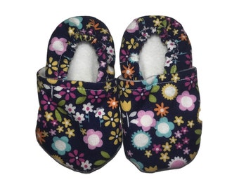 Multi Colored Baby Booties, Multi Colored Floral Crib Shoes