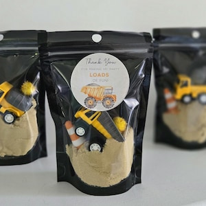 Construction Party Favor Kit: Mini Vehicle, Cone & Kinetic Sand