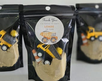 Construction Party Favor Kit: Mini Vehicle, Cone & Kinetic Sand