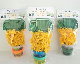 Trash Truck Party Favor | Non-Candy Birthday Gift | Garbage Truck Playdough Kit | Boys Party Favor