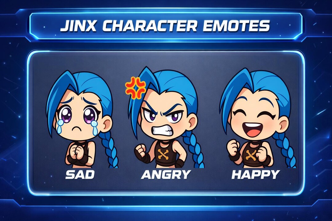 Jinx Emote Pack | Sad Angry Happy Emote | Anime Digital Art | Twitch ...