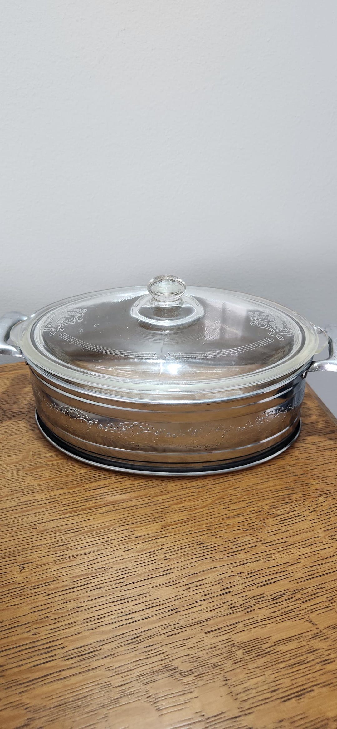 Vintage Glassbake Casserole Dish With Etched Floral Design - Etsy