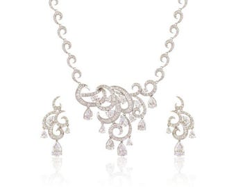 Conjunto de joyas elegantes con diseño de baguette, collar y pendientes de regalo para mujer, joyería para bodas.