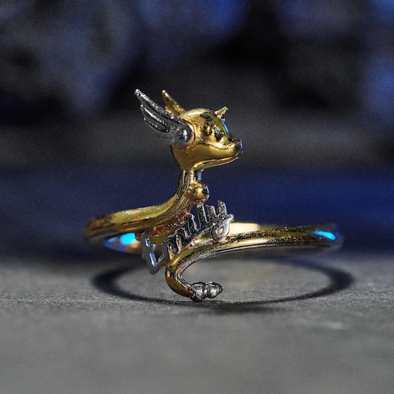 EXCLUSIVE Custom Dra.g0nalr Name Ring - 950 Sterling Silver 14K Gold Plated Ring - Personalized Mythical Dragon Jewelry - Gamer Gift for Her
