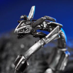 Fanmade Ray.qua.za Ring – Handmade 950 Silver Legendary Sky Serpent Jewelry, Pokémon-Inspired Collectible for Dragon Fans