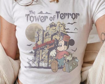Disney Tower of Terror Baby Tee Crop Tank, Mickey Mouse Hollywood Tower Tee, Twilight Zone Disney Ride Shirt, Spooky Halloween Disney Outfit