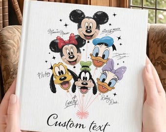 Personalized Disney Mickey And Friends Balloon Autograph Book,  Mickey Minnie Donald Daisy Goofy Pluto Book, WDW Disneyland Trip Memory Book