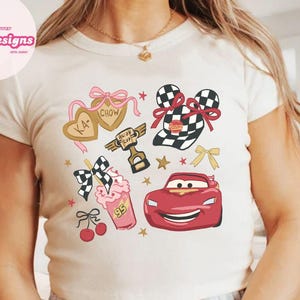 Disney cars Coquette bow shirt baby tee tank top, Lightning McQueen Tow Mater Radiator Springs cars land shirt, Girly aesthetic Girls trip T