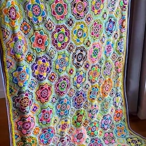 Colourful Crochet Pattern Blanket Persian Tiles